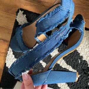 Worn denim heels